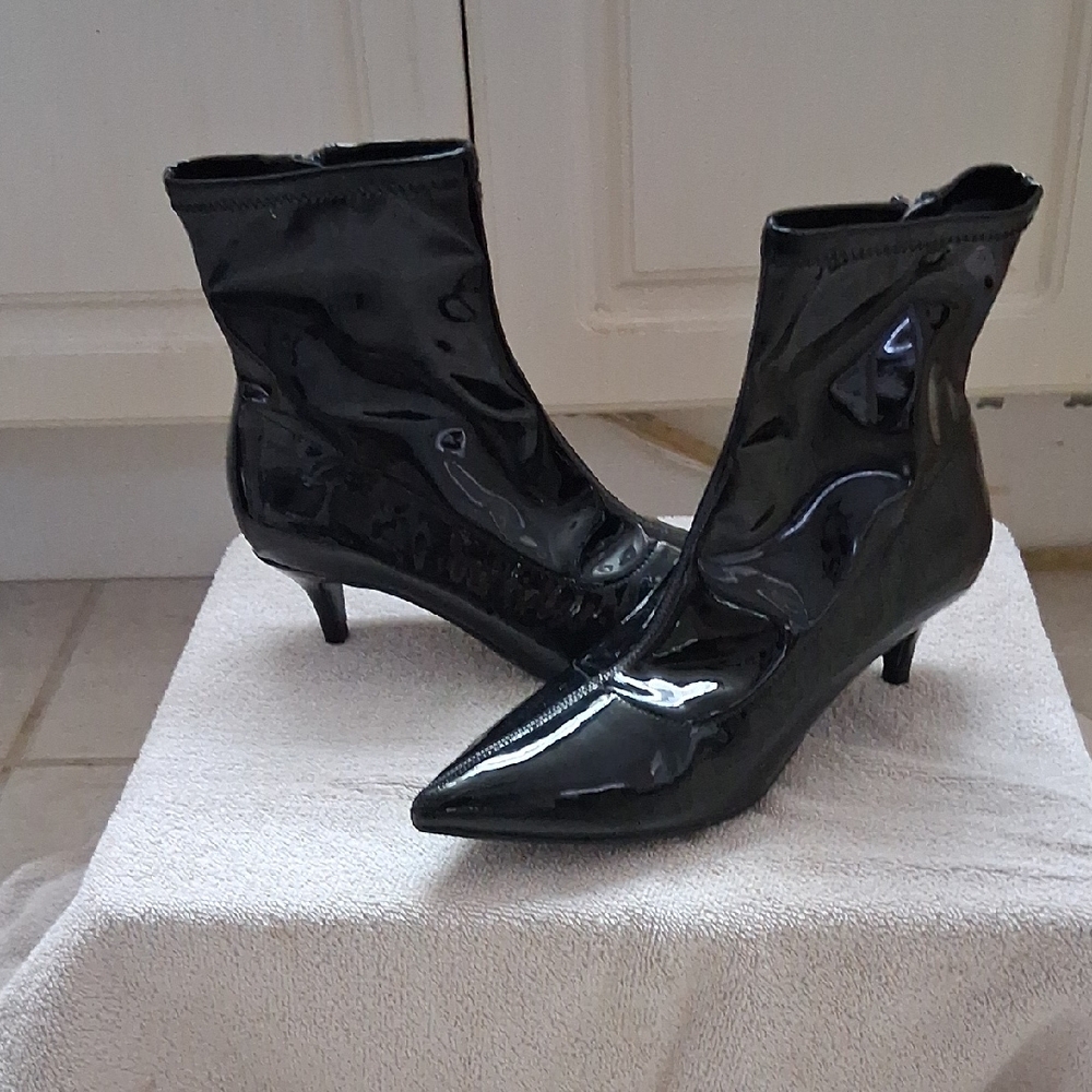 Worthington Glossy Black Ankle Booties